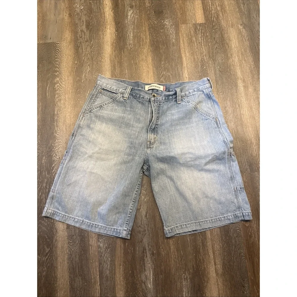 VTG Y2K Levis Carpenter Denim Shorts Mens 36 Light Wash Blue Utility Workwear